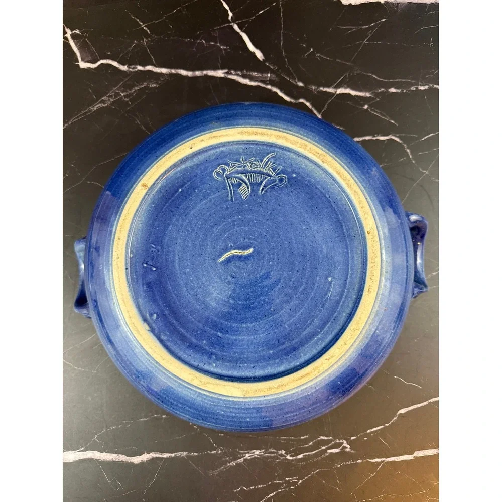 VTG Sasha Makovkin California Pottery Blue Lidded Ceramic Round Casserole Dish
